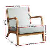 Artiss Armchair Fabric Grey Olive - Front View