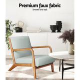 Artiss Armchair Fabric Grey Olive - 45-Degree Angle