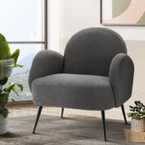 Artiss Armchair Boucle Charcoal Hanes - Close-Up Angle