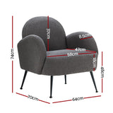 Artiss Armchair Boucle Charcoal Hanes - Front View