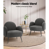 Artiss Armchair Boucle Charcoal Hanes - 45-Degree Angle