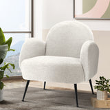 Artiss Armchair Boucle White Hanes - Close-Up Angle