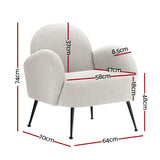 Artiss Armchair Boucle White Hanes - Front View