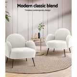 Artiss Armchair Boucle White Hanes - 45-Degree Angle