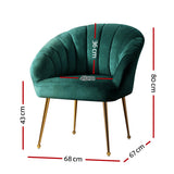 Artiss Armchair Velvet Green Eloise - Front View