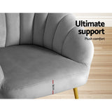 Artiss Armchair Velvet Grey Eloise - 45-Degree Angle