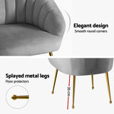 Artiss Armchair Velvet Grey Eloise - Low Angle