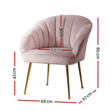 Artiss Armchair Velvet Pink Eloise - Front View