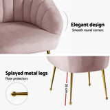 Artiss Armchair Velvet Pink Eloise - Low Angle