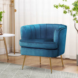 Artiss Armchair Velvet Blue Norvia - Close-Up Angle
