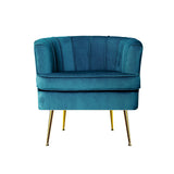 Artiss Armchair Velvet Blue Norvia - Side View