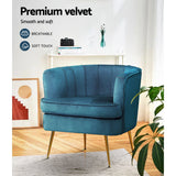 Artiss Armchair Velvet Blue Norvia - Top-Down View