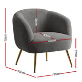 Artiss Armchair Lounge Chair Accent Chairs Arm Armchairs Sherpa Boucle Charcoal - Front View