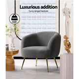 Artiss Armchair Lounge Chair Accent Chairs Arm Armchairs Sherpa Boucle Charcoal - Top-Down View