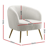Artiss Armchair Lounge Chair Accent Chairs Armchairs Sherpa Boucle Sofa White - Front View