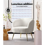 Artiss Armchair Lounge Chair Accent Chairs Armchairs Sherpa Boucle Sofa White - Top-Down View
