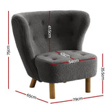 Artiss Armchair Lounge Accent Chair Armchairs Couch Chairs Sofa Bedroom Charcoal - Front View