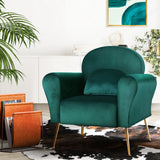 Artiss Armchair Green Velvet Caroline - Close-Up Angle