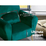 Artiss Armchair Green Velvet Caroline - Top-Down View