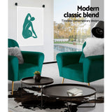 Artiss Armchair Green Velvet Caroline - 45-Degree Angle