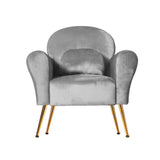 Artiss Armchair Lounge Chair Accent Armchairs Chairs Sofa Grey Velvet Cushion - Side View