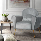 Artiss Armchair Lounge Chair Accent Armchairs Chairs Sofa Grey Velvet Cushion - Low Angle