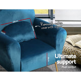 Artiss Armchair Lounge Chair Accent Chairs Armchairs Sofa Navy Velvet Cushion - 45-Degree Angle