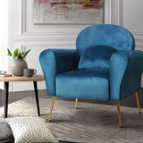 Artiss Armchair Lounge Chair Accent Chairs Armchairs Sofa Navy Velvet Cushion - Low Angle