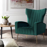 Artiss Armchair Green Velvet Kate - Low Angle