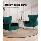 Artiss Armchair Green Velvet Kate - Top-Down View