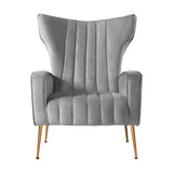 Artiss Armchair Grey Velvet Kate - Side View