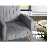 Artiss Armchair Grey Velvet Kate - Rear View
