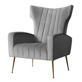 Artiss Armchair Grey Velvet Kate - Low Angle