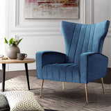 Artiss Armchair Navy Velvet Kate - Low Angle