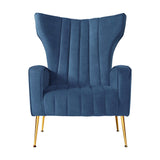 Artiss Armchair Navy Velvet Kate - Side View
