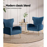 Artiss Armchair Navy Velvet Kate - Top-Down View