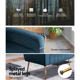 Artiss Armchair Navy Velvet Kate - Rear View