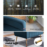 Artiss Armchair Navy Velvet Kate - Close-Up Angle