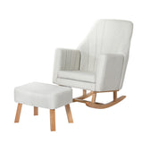Artiss Rocking Chair Armchair Linen Fabric Beige Jonah - Close-Up Angle