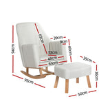 Artiss Rocking Chair Armchair Linen Fabric Beige Jonah - Front View