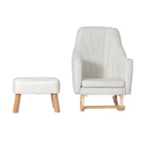 Artiss Rocking Chair Armchair Linen Fabric Beige Jonah - Side View