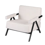 Artiss Compressed Armchair White Corduroy Accent Chair for Small Space - Front View