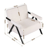 Artiss Compressed Armchair White Corduroy Accent Chair for Small Space