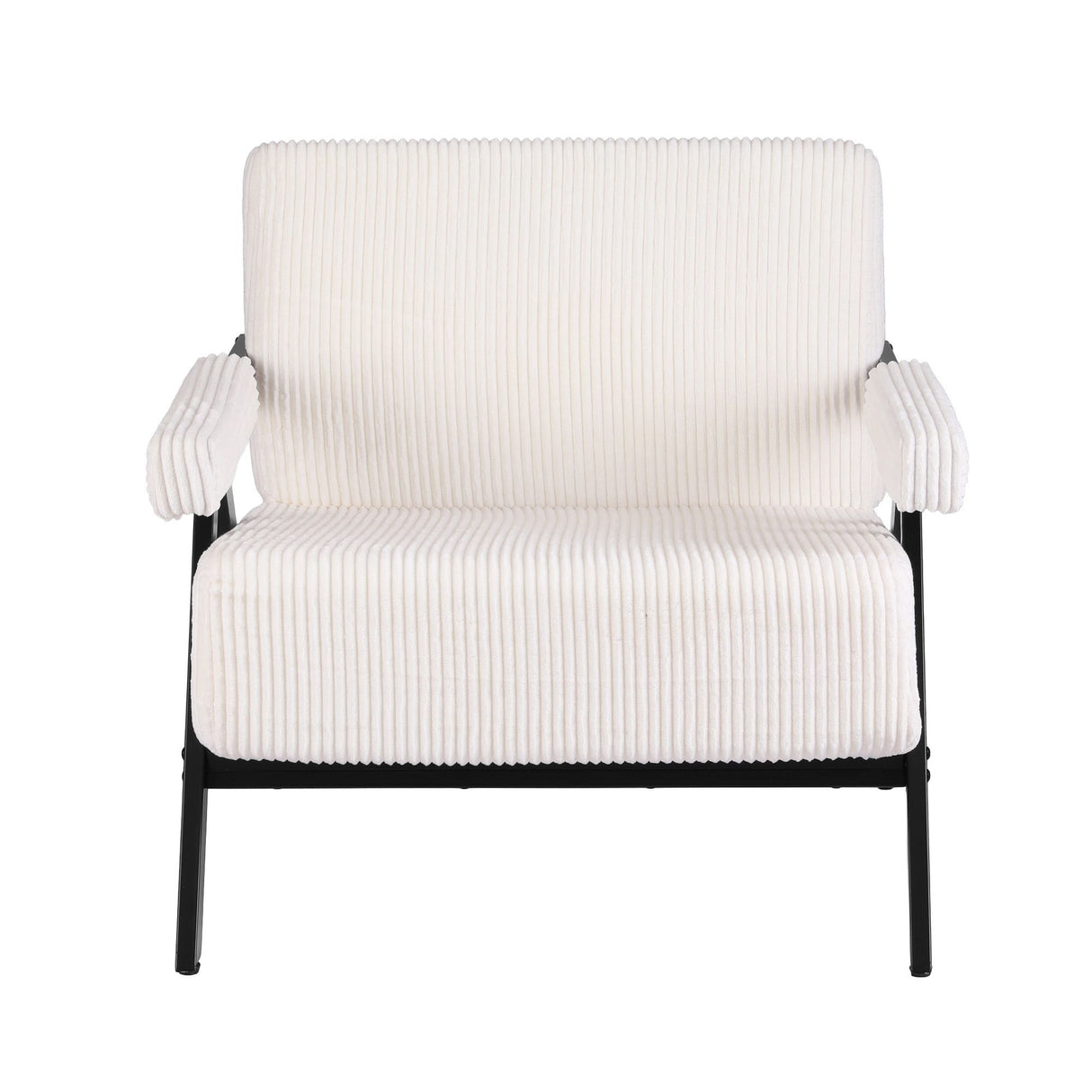 Artiss Compressed Armchair White Corduroy Accent Chair for Small Space