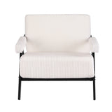 Artiss Compressed Armchair White Corduroy Accent Chair for Small Space