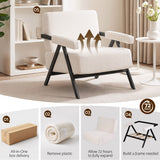 Artiss Compressed Armchair White Corduroy Accent Chair for Small Space - 45-Degree Angle