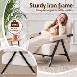 Artiss Compressed Armchair White Corduroy Accent Chair for Small Space - Rear View