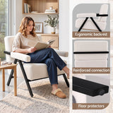 Artiss Compressed Armchair White Corduroy Accent Chair for Small Space - Close-Up Angle