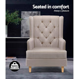 Artiss Rocking Chair Armchair Linen Fabric Beige Gaia - 45-Degree Angle