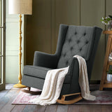 Artiss Rocking Chair Armchair Linen Fabric Charcoal Gaia - Low Angle